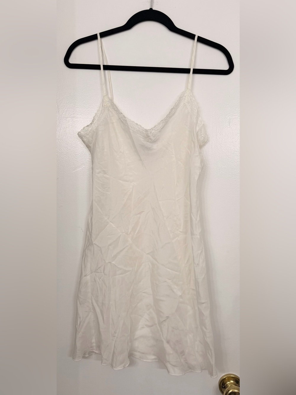 Johnny Was Jade Silk Lace-Trim Slip Dress Cream Size Medium